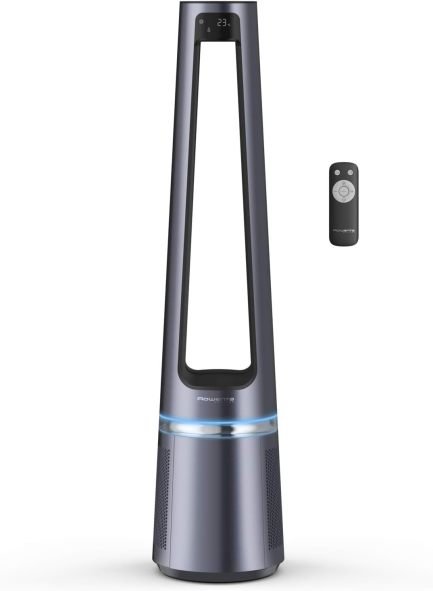 Rowenta QU5062 Eclipse 3-en-1 – Purificateur d’air, chauffage soufflant et ventilateur, filtre 99,9 % des particules, jusqu’à 30 m², 35 °C, modes jour/nuit, noir/gris 1