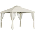 Outsunny Pavillon de jardin double toit avec moustiquaires – Blanc crème 1