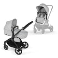 CYBEX Gold Poussette EOS Lux 2-en-1 avec siège auto Aton B2 i-Size et adaptateur siège auto, système de voyage, de la naissance à 22 kg (env. 4 ans), Moon