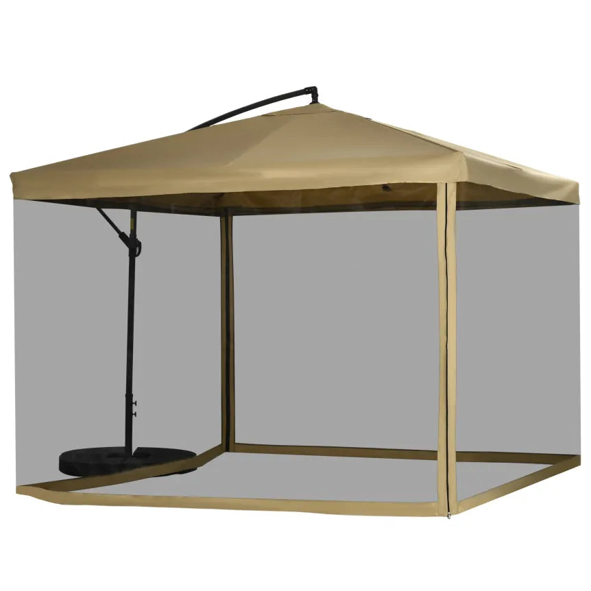 Outsunny Parasol déporté avec moustiquaire et manivelle 1