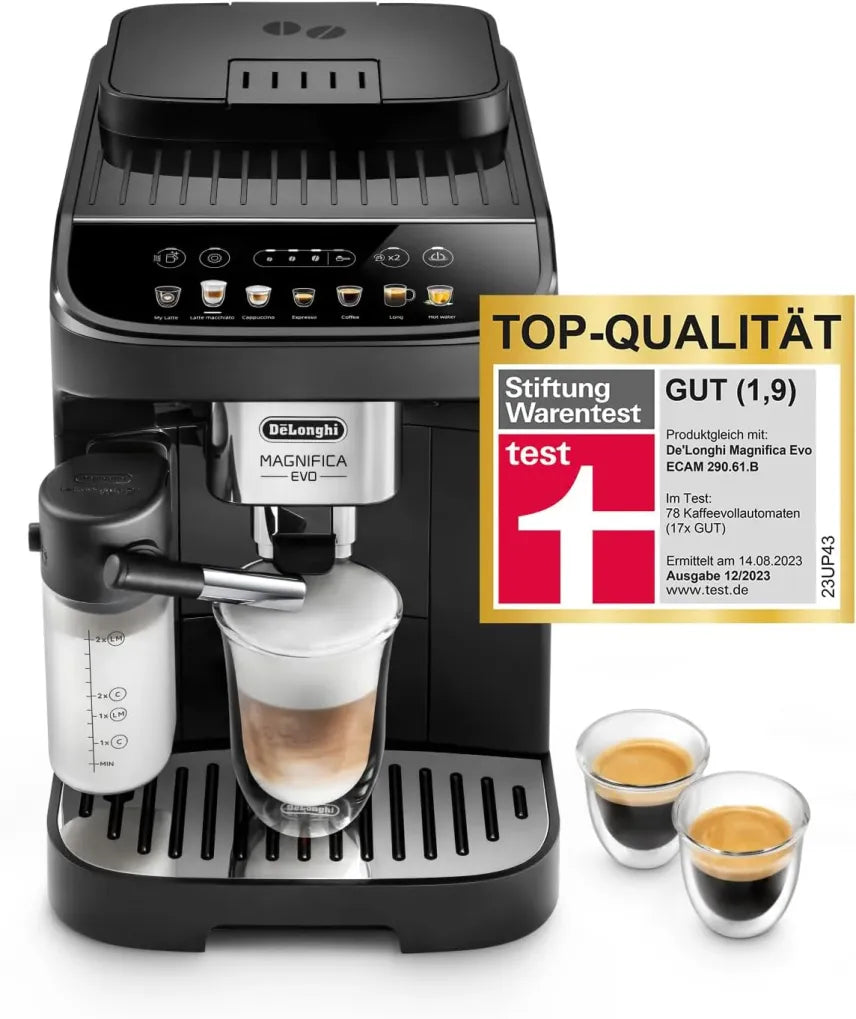 De'Longhi Magnifica Evo Next ECAM312.80.TB, Machine à café automatique avec 13 boissons (cappuccino, espresso, latte macchiato), écran couleur TFT 2,4",