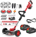 SHJICH Coupe-bordures sans fil 4-en-1 21 V avec brosse désherbante