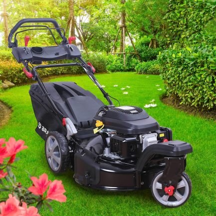 BRAST® Tondeuse thermique Trike autotractée – 5,2 kW (7 ch), coupe 53 cm, moteur 4 temps OHV, hauteur 30–80 mm, bac 60 L, châssis acier, Speed