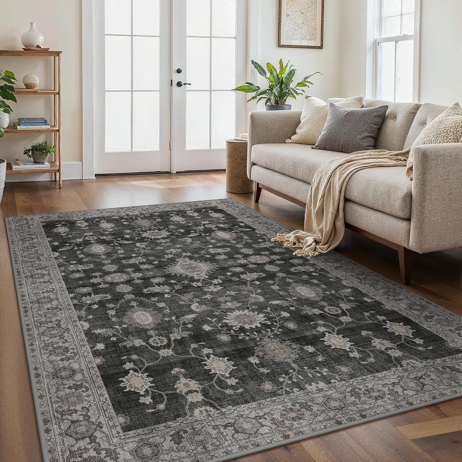GENIMO – Tapis bleu 160 x 230 cm, antidérapant et résistant pour salon et chambre