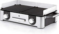 WMF Lono Master-Grill Barbecue électrique 50 × 28 cm – Grill de table avec pare-vent et bac récupérateur, certifié extérieur, 2 zones réglables séparément, 2400 W, inox mat