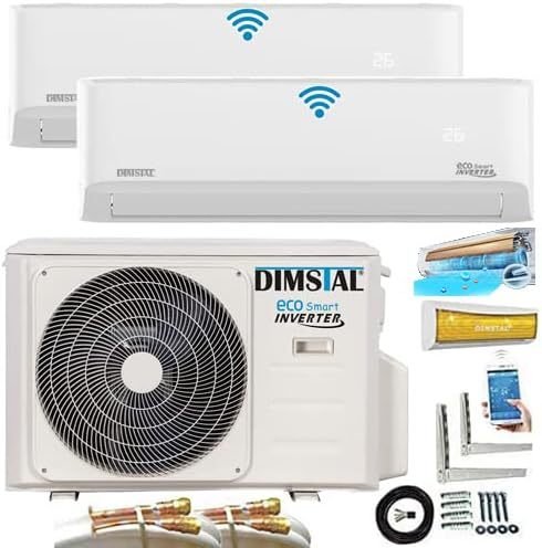 Climatisation MultiSplit Quick-Connect ECO Smart Inverter 2 × 9000 BTU / 2 × 2,6 kW – Très silencieuse, Self Clean, Wi-Fi/app, Super Ioniser, Follow Me, chauffage, conduites incluses