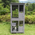 Catio / maison pour chats – Grand enclos en bois intérieur/extérieur avec très grande porte, plateformes et petite maison