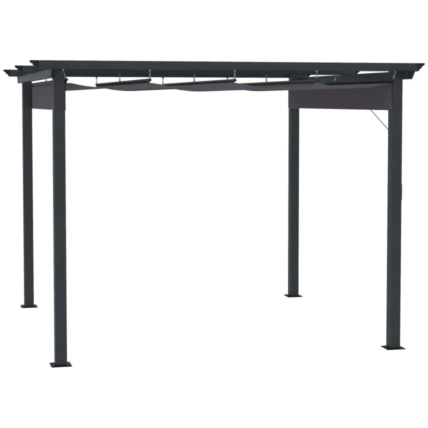 Outsunny Pergola 2,95 × 2,95 m avec toit coulissant – Gris