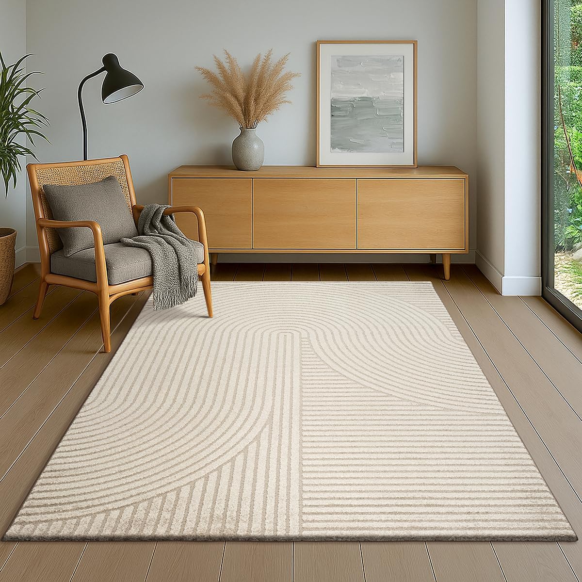 the carpet – Everest – Tapis moderne beige à poils courts avec effet 3D