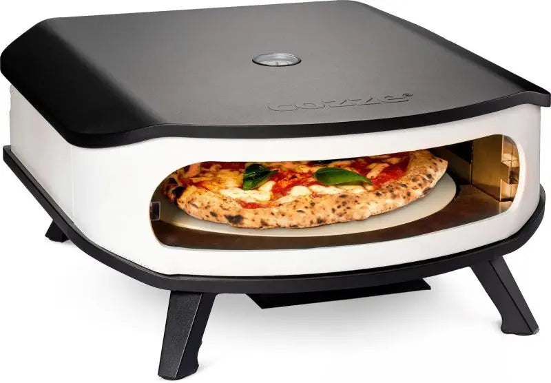 COZZE Four à pizza à gaz 42,5 cm (17 pouces) – Pierre à pizza rotative et bouclier thermique pour pizzas croustillantes