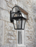 Harrow Applique murale noire – Lampe LED moderne pour intérieur et extérieur
