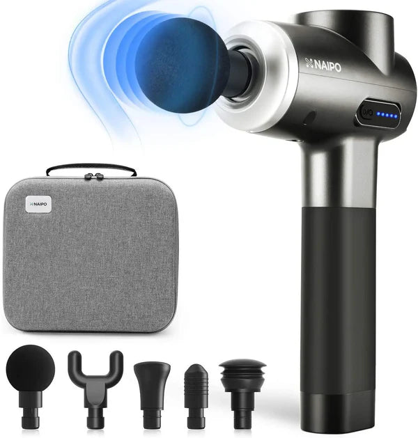 NAIPO® Pro Pistolet de massage réglable avec 5 embouts pour nuque, épaules et dos