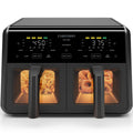 Chefman TurboFry Dual Basket Airfryer 9 Qt. avec fenêtre de visualisation – Friteuse à air 2 compartiments, grande capacité, cuisson pauvre en huile, Noir