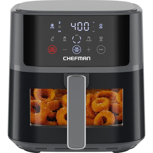 Chefman TurboFry® Touch 6 Qt Easy-View Airfryer – Friteuse à air numérique avec fenêtre de visualisation, cuisson pauvre en huile, Noir