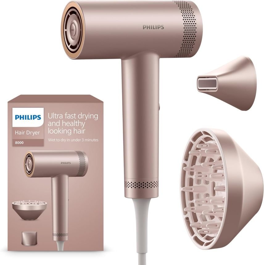 Philips Sèche-cheveux haute vitesse Série 8000 – Rose Champagne
