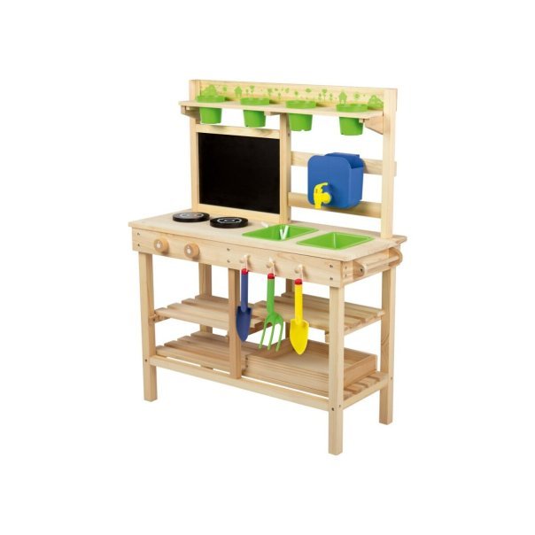 Playtive Cuisine extérieure enfant en bois massif – Construction stable, article de second choix, très bon état