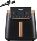 Ninja MAX PRO Airfryer AF180EUCP 6,2 L – Sans huile, grand tiroir, rôtissage, cuisson, Air Fry, antiadhésif, panier et grille Crisper lave-vaisselle, pince silicone, noir/cuivre