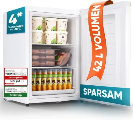 Stillstern Mini-congélateur 42 L – -18 °C, bac à glaçons, serrure, porte réversible, 4 étoiles, idéal camping et bureau 1