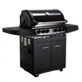 KOBE STYLE PLATINUM BLACK EDITION Barbecue à gaz 4 brûleurs avec réchaud latéral, 145 × 61 × 116 cm