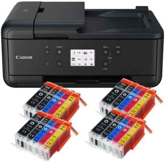IC-Office TR7650 Imprimante multifonction jet d'encre couleur 4-en-1 (Impression, Copie, Numérisation, Fax, ADF, WLAN, AirPrint) noir + 10 cartouches d'encre XXL