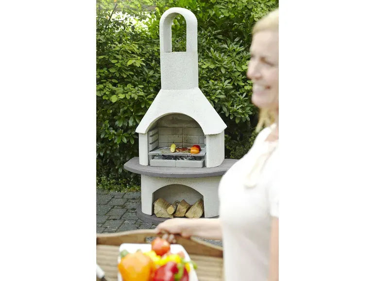 buschbeck Cheminée barbecue Alicante – Jardin, grille réglable sur 3 hauteurs, finition quartz