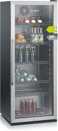 SEVERIN FSK 8840 Réfrigérateur à bouteilles 118 L – Serrure et éclairage LED intégrés, noir/argent