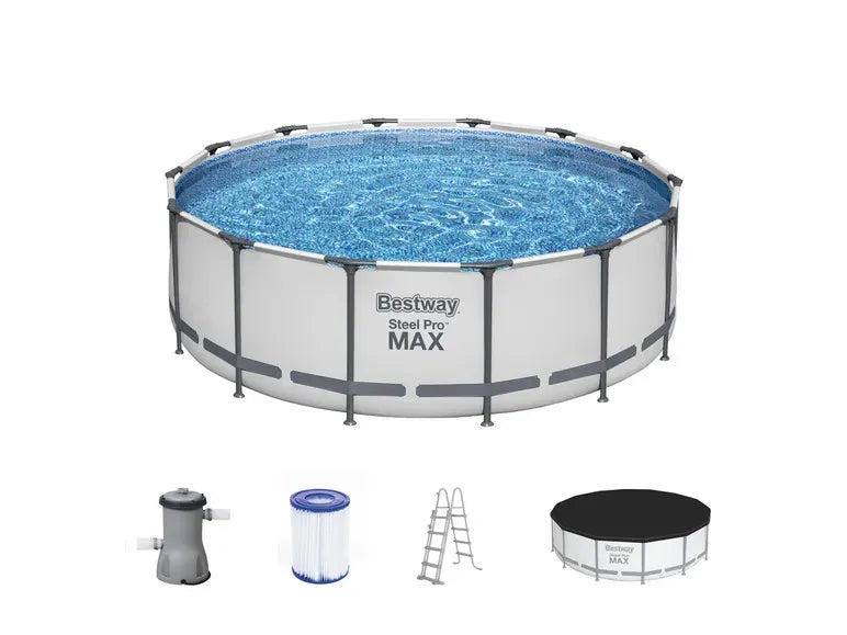 Steel Pro MAX Kit piscine tubulaire complet avec pompe filtrante Ø 427 × 122 cm