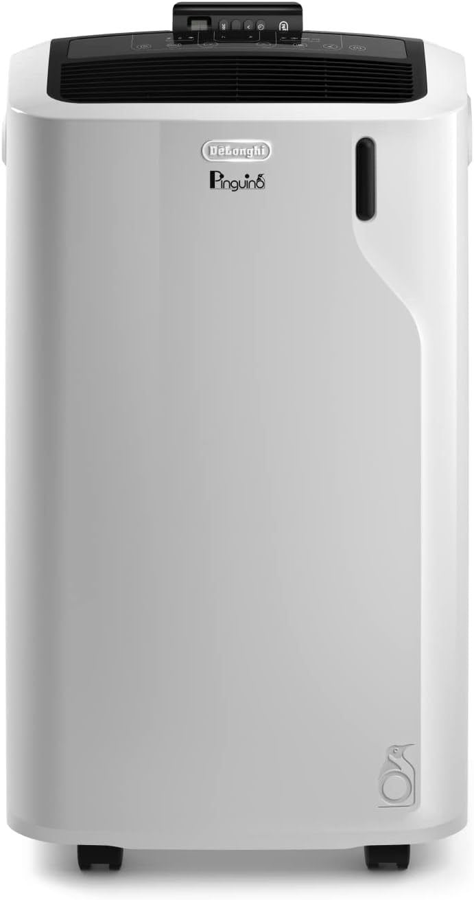 De'Longhi Pinguino PAC EM93 Silent Climatiseur mobile – Jusqu’à 90 m³, 10 500 BTU/h, 2,6 kW, 63 dB, déshumidification, classe A, minuterie 24 h, blanc