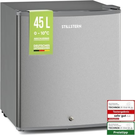 Stillstern Mini-réfrigérateur 45 L classe E – Dégivrage automatique, serrure, compartiment freezer, silencieux, idéal cuisine, bureau, chambre, hôtel et petit logement 1