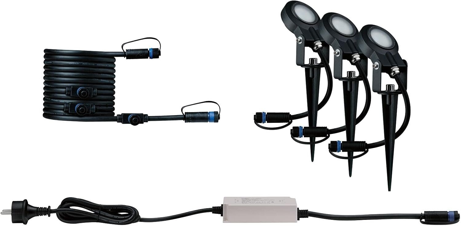 Paulmann Leuchten Paulmann 93696 Outdoor Plug & Shine Set de 3 Spot Sting Kit de base IP67 3000K 3 x 6W 1