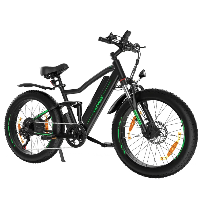 Hitway BK9 Vélo électrique tout-terrain – Moteur 500 W, batterie 48 V 15 Ah, pneus Fat 26 × 4,0 pouces