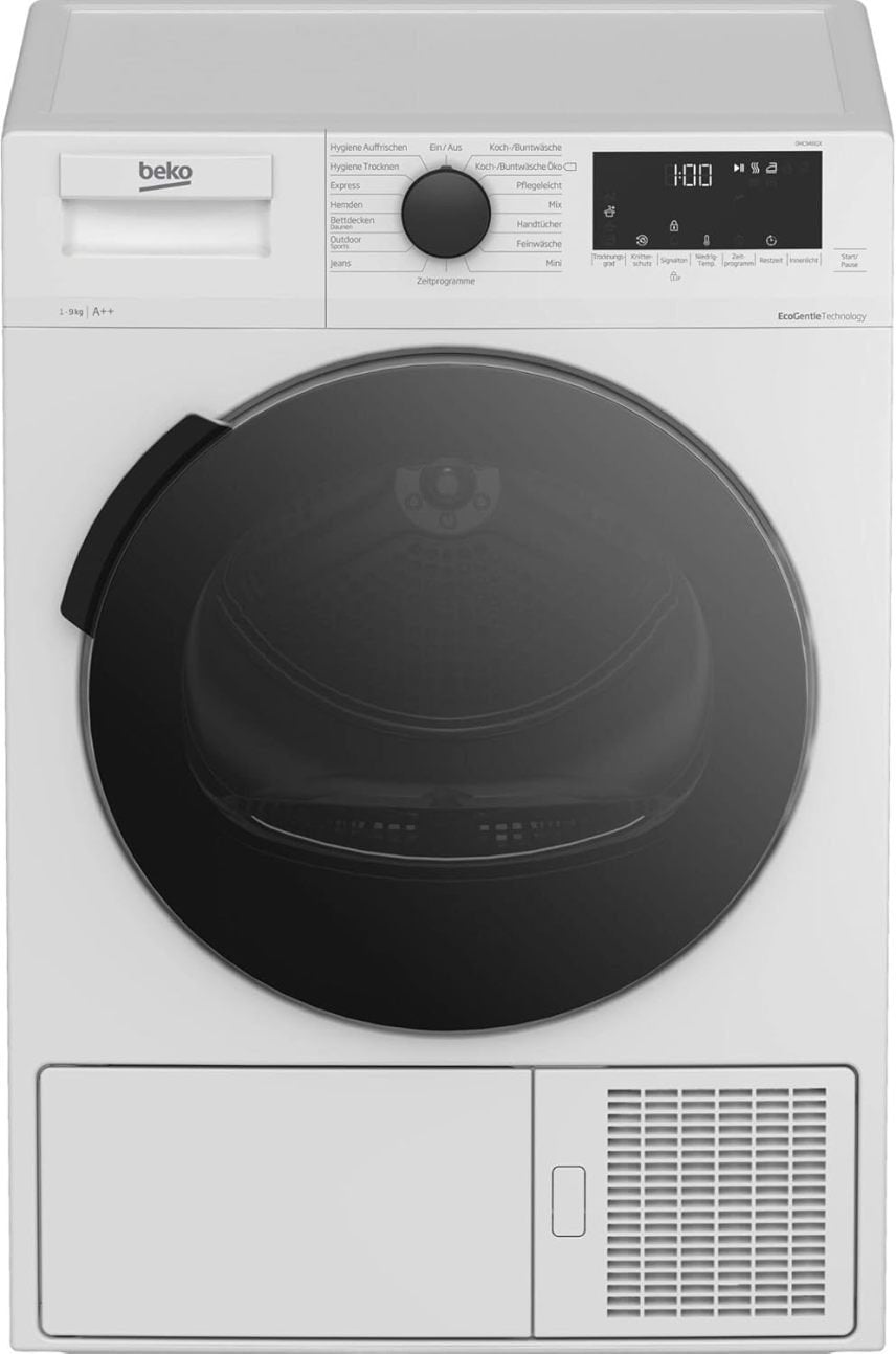 Beko DHC946GX b300 Sèche-linge pompe à chaleur 9 kg – Chargement frontal, tambour AquaWave, programmes Hygiène séchage/rafraîchissement, 15 programmes, blanc 1