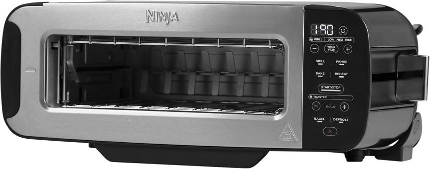 Ninja Foodi ST202EU Grille-pain 3-en-1 – Grill électrique, presse à panini et grille-pain avec design Flip