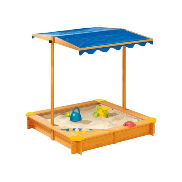 Playtive Bac à sable en bois avec toit et stand de glaces – Article de second choix, autre état