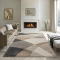 The carpet – Pearl – Tapis à poils courts beige avec motif géométrique ondulé