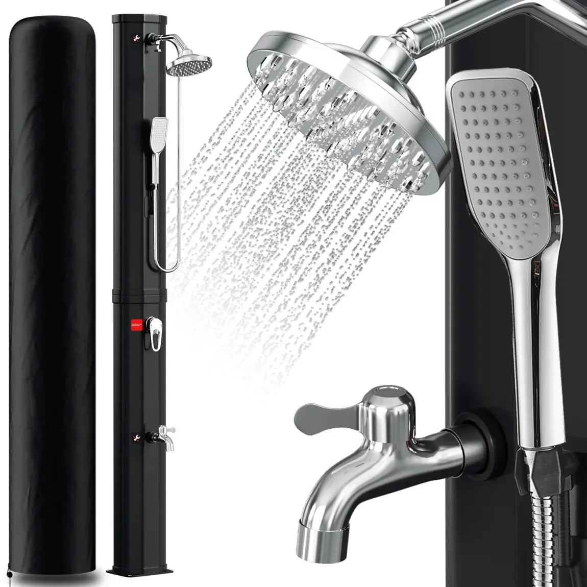 Sonnewelt Douche solaire de jardin 60 L avec housse de protection et douchette