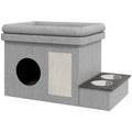 Set de 2 gamelles en inox sur support – Gris, 78 × 48 × 49,5 cm
