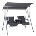 Outsunny Balancelle de jardin 2 places avec toit et porte-gobelets