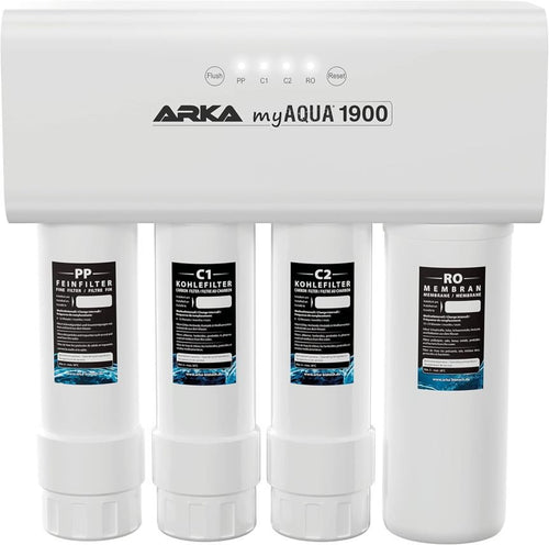 ARKA myAQUA 1900 Système d’osmose inverse 1900 L/jour – Filtration et adoucissement, élimine jusqu’à 99 % des sels, polluants et bactéries, aquarium et maison