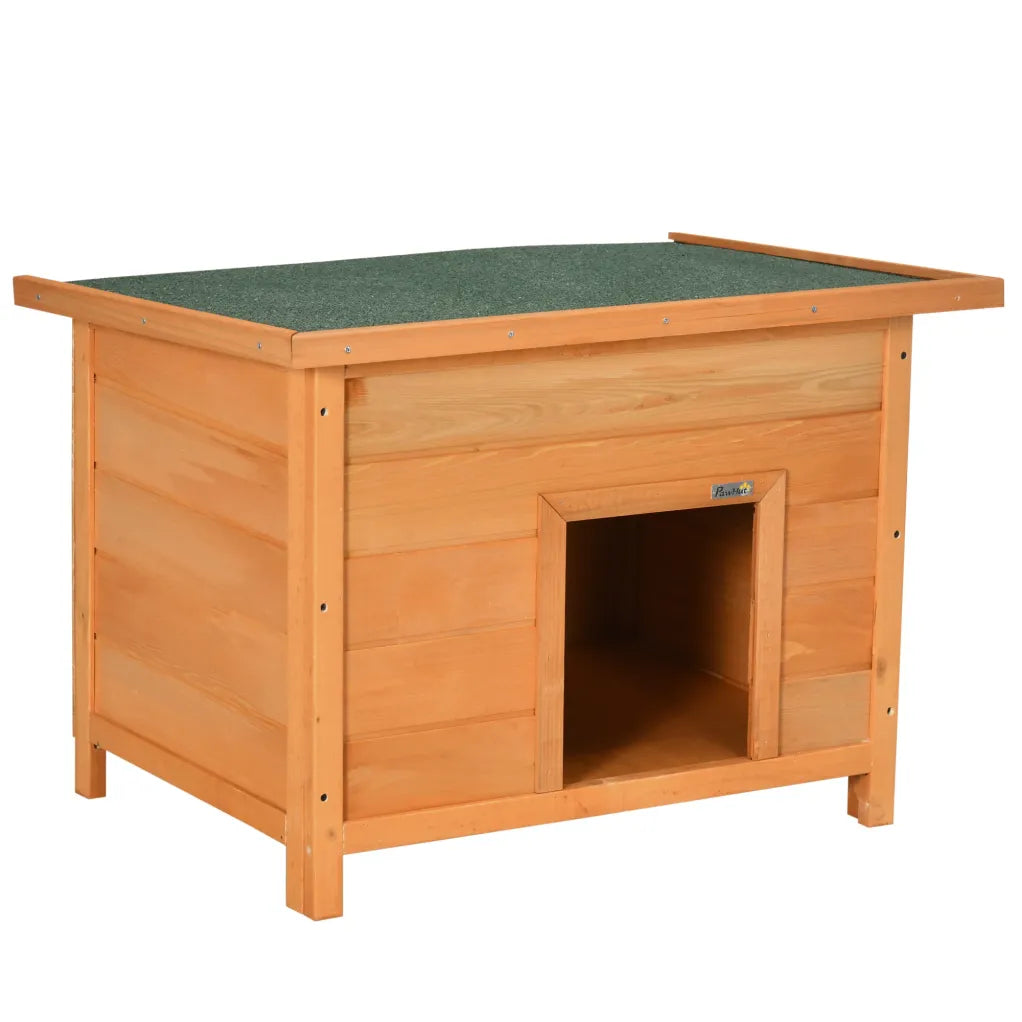 PawHut Niche pour chien style chalet en sapin – Toit ouvrant