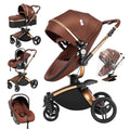 Poussette combinée 3-en-1 avec système de voyage – Nacelle haute, poussette inclinable, pliable, pour nouveau-né, modèle 906 blanc