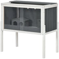 PawHut Cage pour hamster nain en bois avec étagère et portes coulissantes acryliques