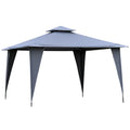 Outsunny Pavillon 3,45x3,45 m avec double toit, Gris
