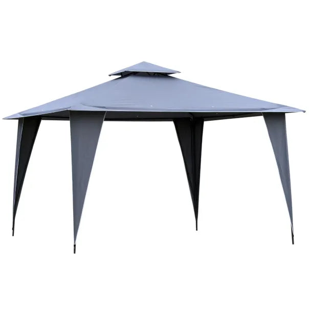 Outsunny Pavillon 3,45x3,45 m avec double toit, Gris