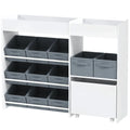 AIYAPLAY Meuble de rangement enfant avec 11 bacs tissu et placard – Blanc