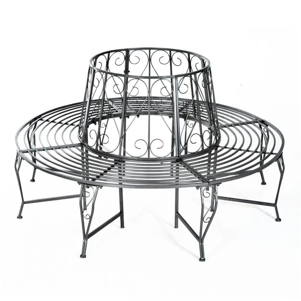 Outsunny Banc circulaire autour d’arbre 360° – Grande assise en métal
