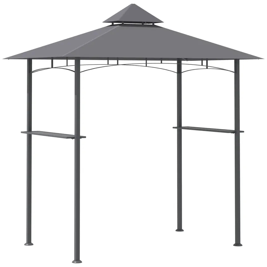 Outsunny Pavillon barbecue 245 × 148 cm avec double toit – Gris 1