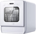 AIRMSEN Mini lave-vaisselle de comptoir avec réservoir d’eau et liquide de rinçage, 9 programmes, 37 × 50 cm, format ultra-étroit, minuterie 1-24 h, lavage 360°