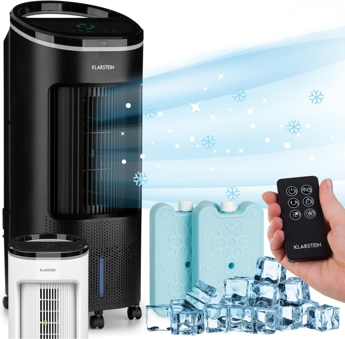 Klarstein Rafraîchisseur d’air 4-en-1 à eau – Silencieux, humidificateur, ventilateur, mode nuit, réservoir 7 L, 65 W, débit 330 m³/h