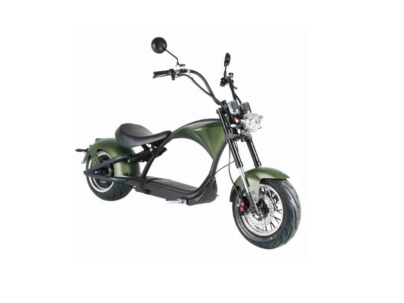 Mangosteen M1P Chopper électrique vert mat – Moteur sans balais 2000 W, vitesse maximale 60 km/h